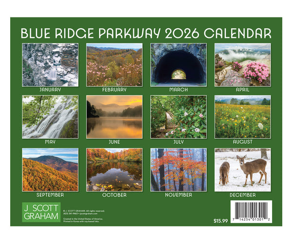 Blue Ridge Parkway 2026 Calendar
