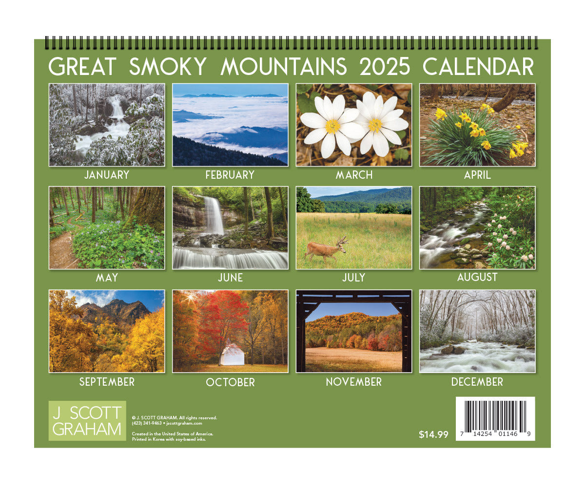 Great Smoky Mountains 2025 Calendar by J Scott Graham Medicine Man Crafts