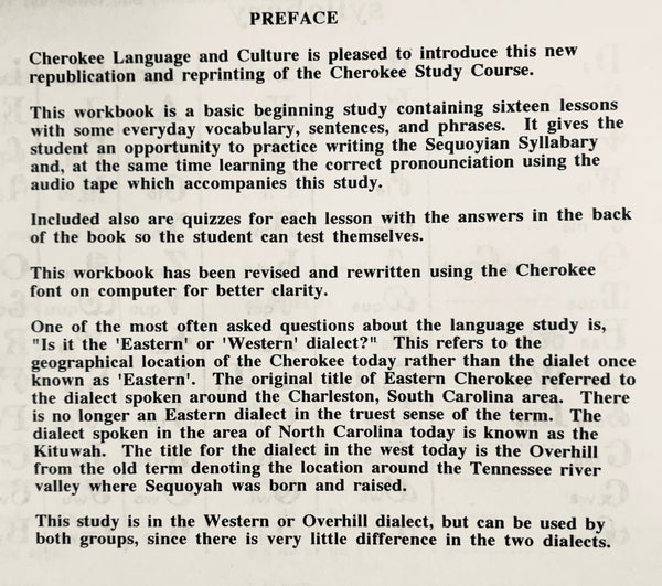 Cherokee Language Workbook and Instructional CD
