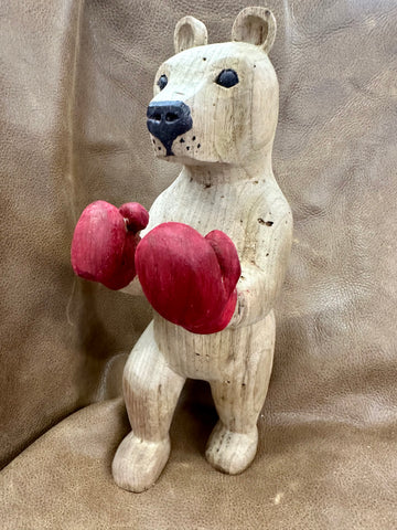 Boxer Bear Wood Carving