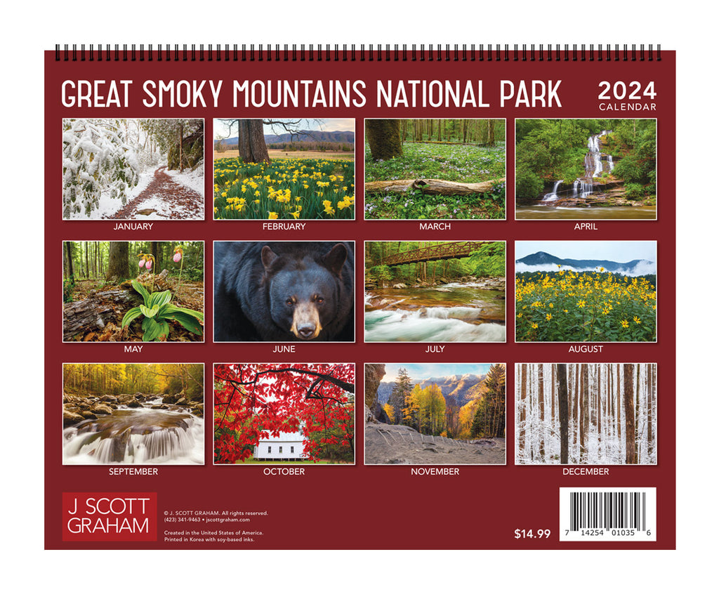 Great Smoky Mountains 2024 Calendar by J Scott Graham Medicine Man Crafts